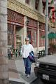 Kathleen in front of Bella Maggiore hotel in Ventura